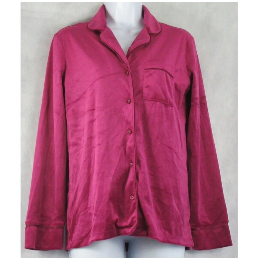 INC Women's Soft Velour Button-Front Pajama Top, Rhodolite, XS
